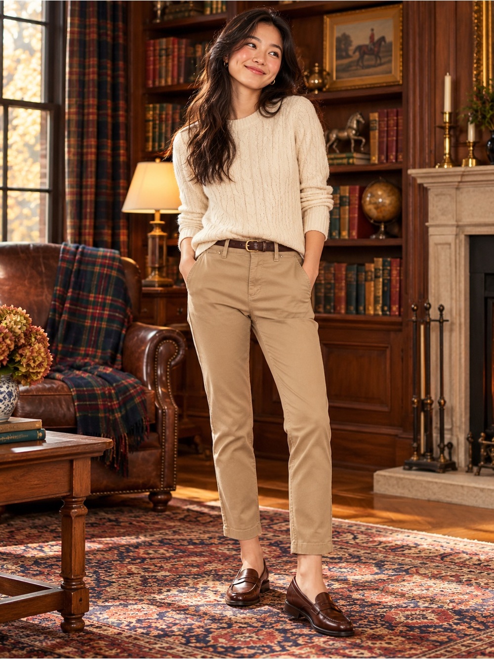 Lauren Ralph Lauren Khaki Chino Pants Women US4 Cropped Straight Leg